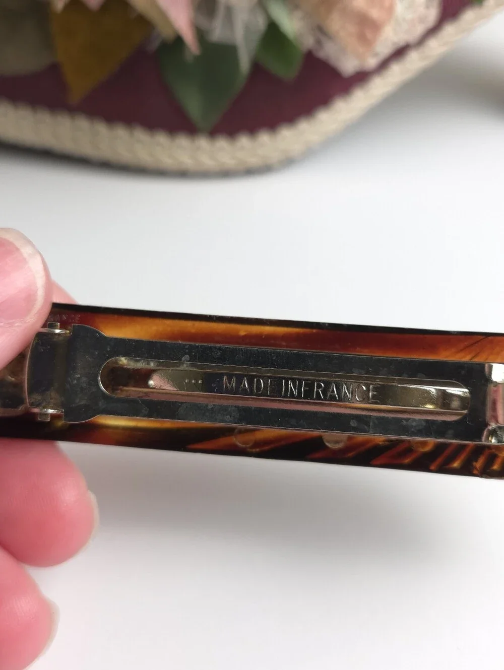 Vintage Tortise Shell Style Hair Barrette Made in France 3.5